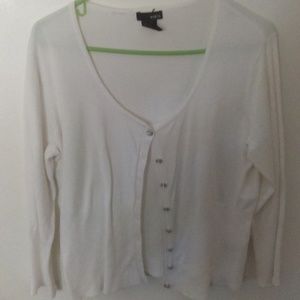 White cardigan sweater